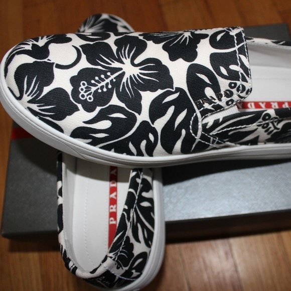 PRADA TESDENIM ST IBISCUS CANVAS LOAFER EU39/US8.5 - Picture 4 of 6